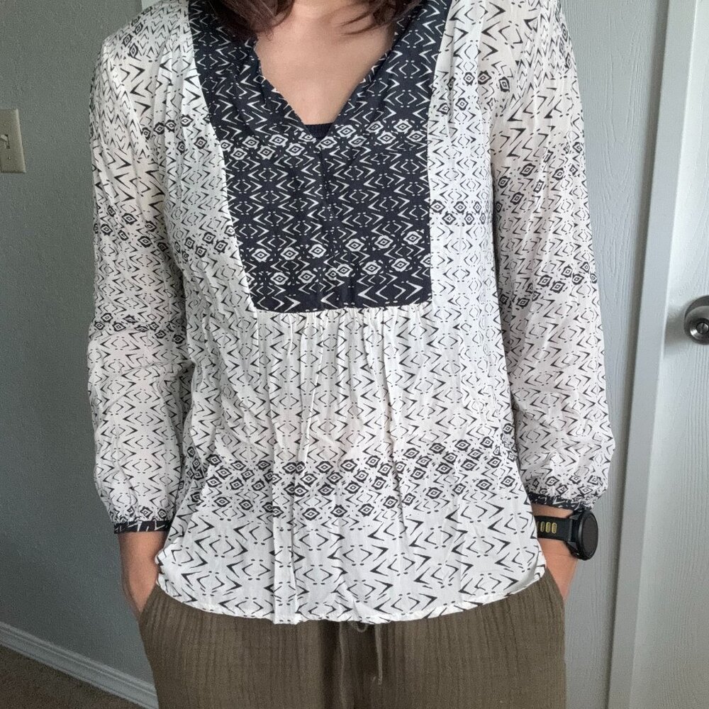 Block Print 3/4 Sleeve Top